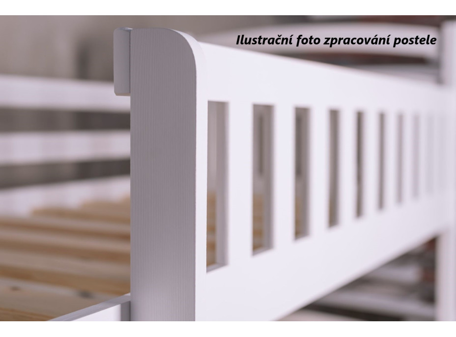 Dětská patrová postel z masivu borovice BORIS se šuplíky 200x90 cm - přírodní