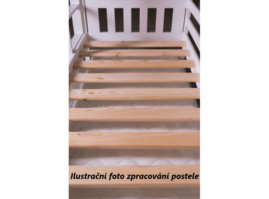 Dětská patrová postel z masivu borovice BORIS se šuplíky 200x90 cm - přírodní