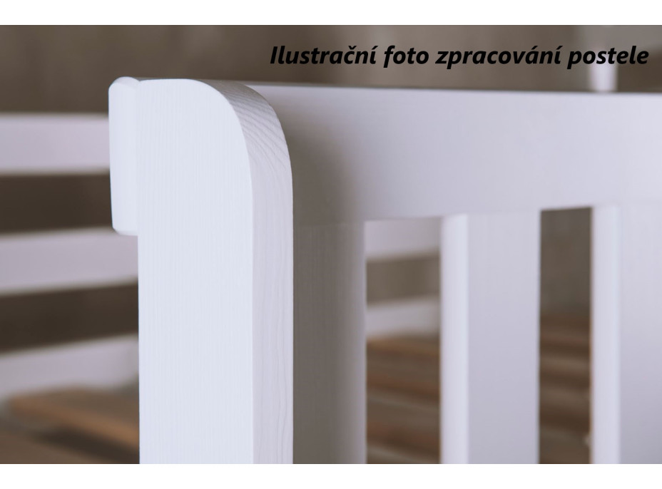 Dětská postel z masivu borovice GABRIEL s přistýlkou a šuplíky - 200x90 cm - bílá
