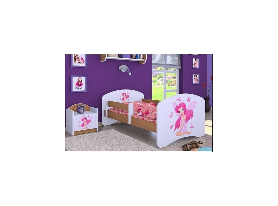 Dětská postel bez šuplíku 180x90cm VÍLA A MOTÝLCI - buk