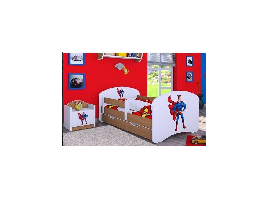 Dětská postel se šuplíkem 180x90cm SUPERMAN - buk