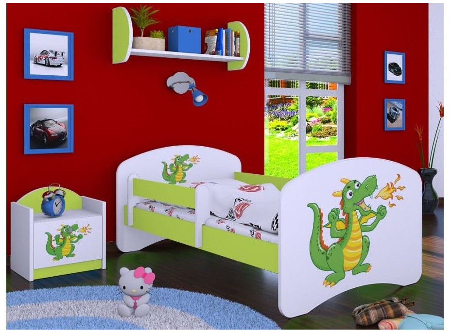 Dětská postel bez šuplíku 180x90cm ZELENÝ DRAK - zelená