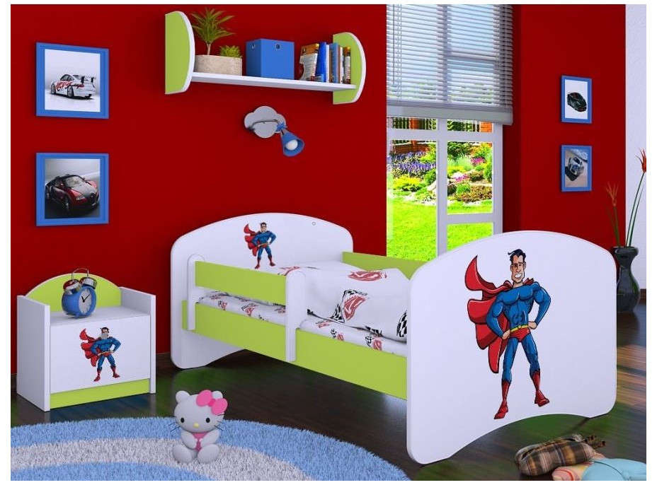 Dětská postel bez šuplíku 160x80cm SUPERMAN - zelená