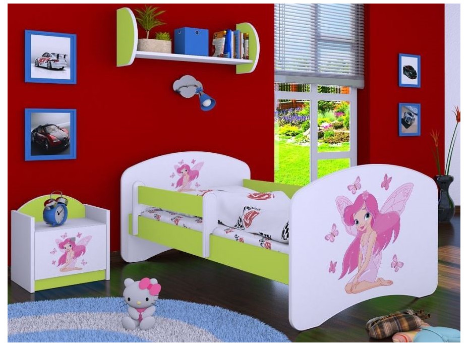 Dětská postel bez šuplíku 160x80cm VÍLA A MOTÝLCI - zelená