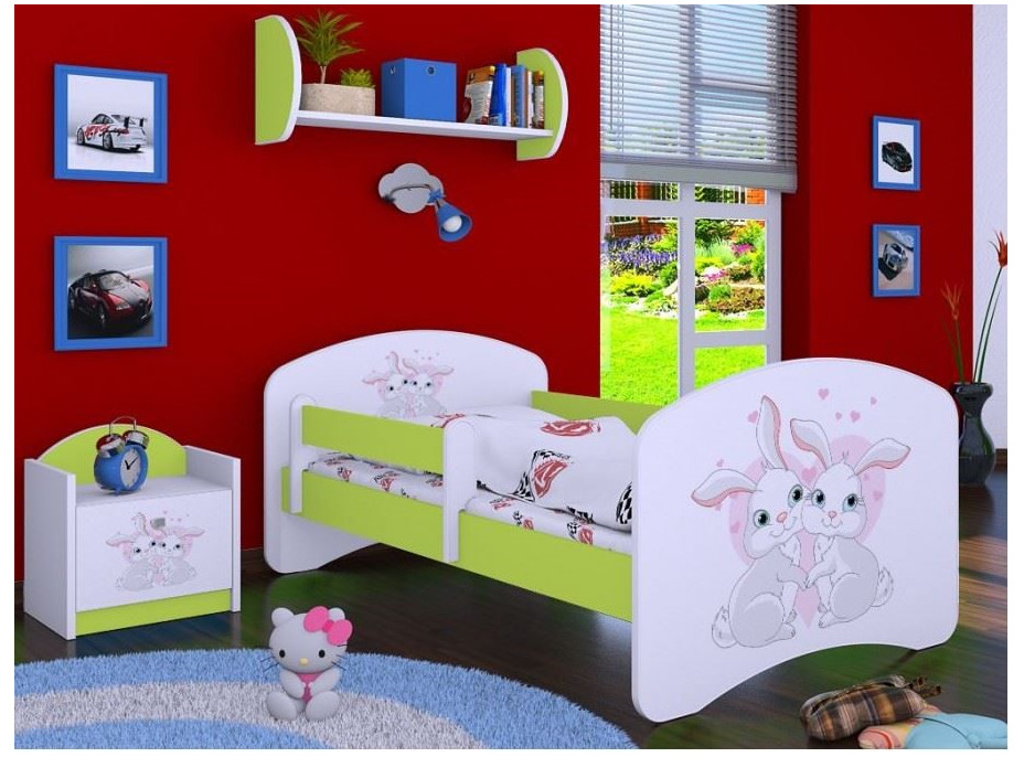 Dětská postel bez šuplíku 180x90cm ZAJÍČCI - zelená