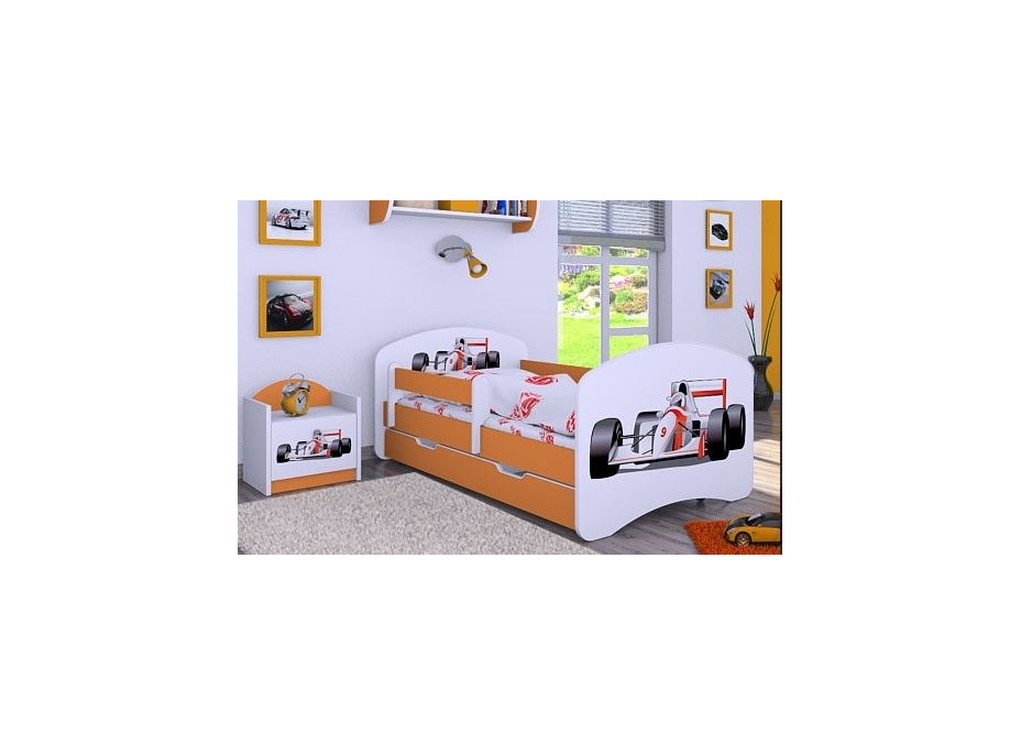 Dětská postel se šuplíkem 160x80cm FORMULE F1 - oranžová