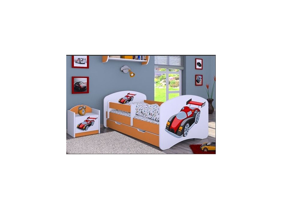 Dětská postel se šuplíkem 160x80cm SUPER FORMULE - oranžová