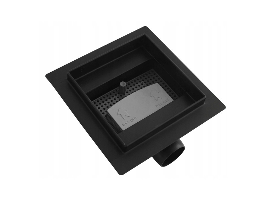 Odtokový sprchový žlab MEXEN FLAT 2v1 - hranatý - 12x12 cm - černý, 1710012