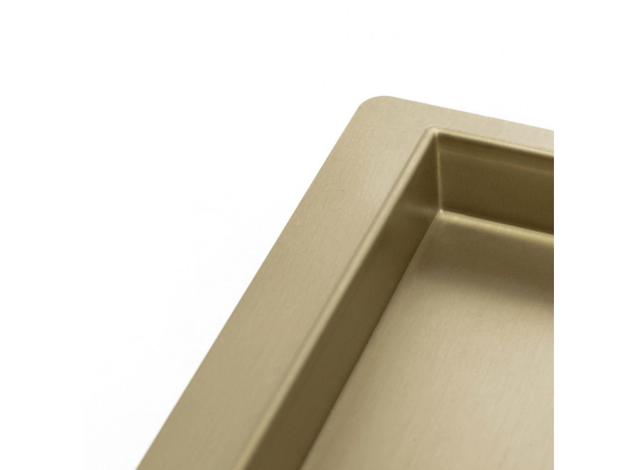 Odtokový sprchový žlab MAXMAX Rea NEO 2v1 PRO - světle zlatý zrcadlový - s otočným sifonem