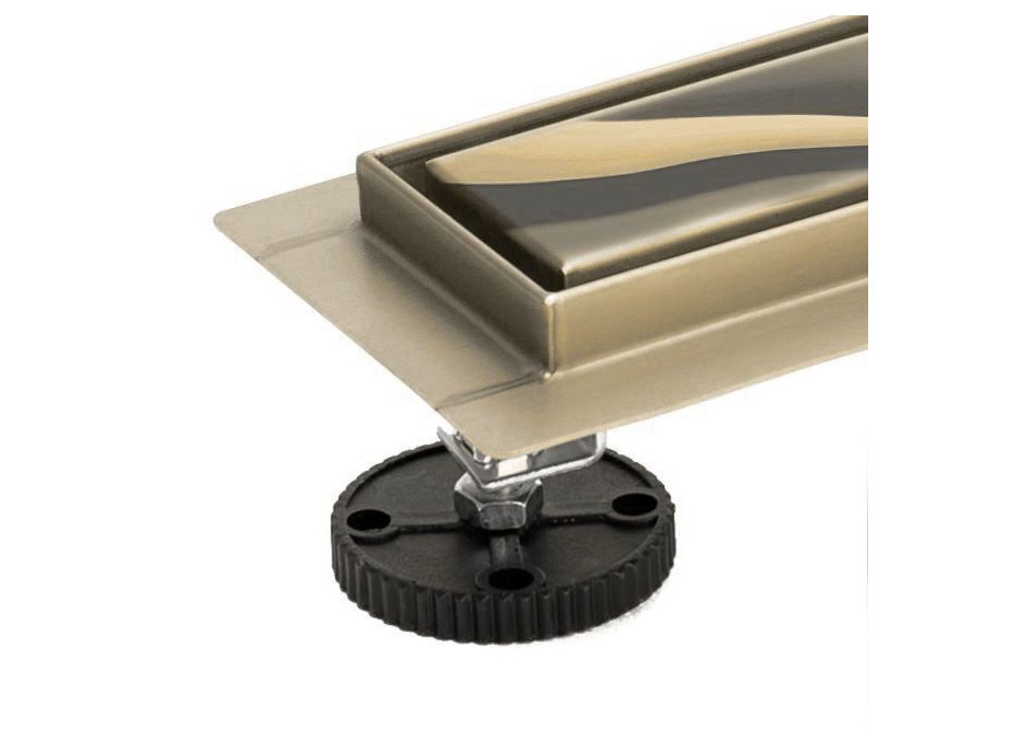 Odtokový sprchový žlab MAXMAX Rea NEO 2v1 PRO - světle zlatý zrcadlový - s otočným sifonem