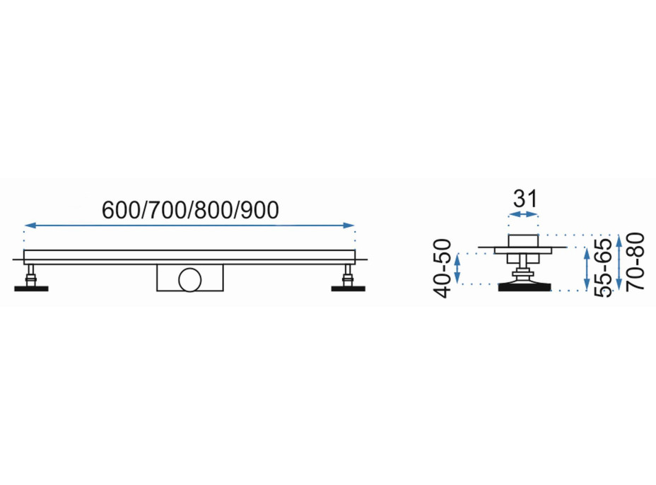 Sprchový žlab MAXMAX Rea NEO PRO SLIM - světle zlatý zrcadlový