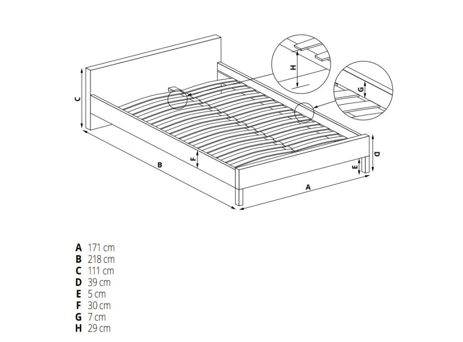 Postel z masivu se šuplíky SABRINA 200x160 cm - čalouněná - zelená