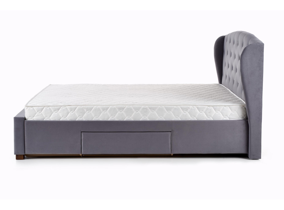 Postel z masivu se šuplíky SABRINA 200x160 cm - čalouněná - zelená