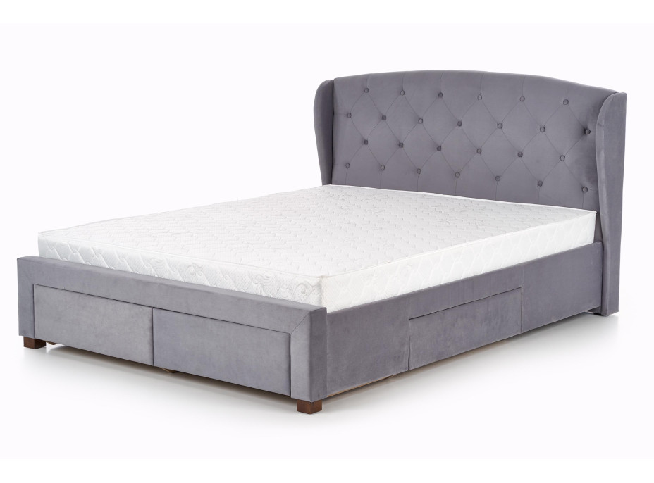 Postel z masivu se šuplíky SABRINA 200x160 cm - čalouněná - zelená