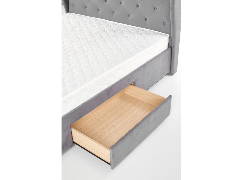 Postel z masivu se šuplíky SABRINA 200x160 cm - čalouněná - zelená