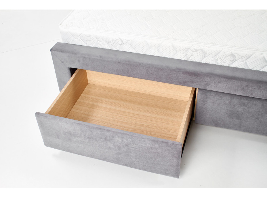 Postel z masivu se šuplíky SABRINA 200x160 cm - čalouněná - zelená