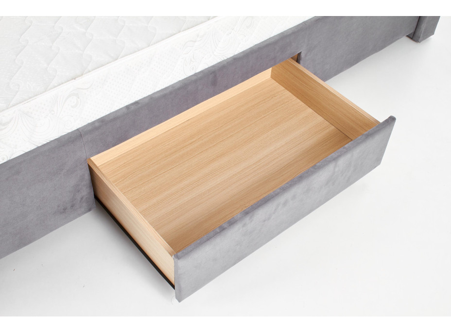 Postel z masivu se šuplíky SABRINA 200x160 cm - čalouněná - zelená