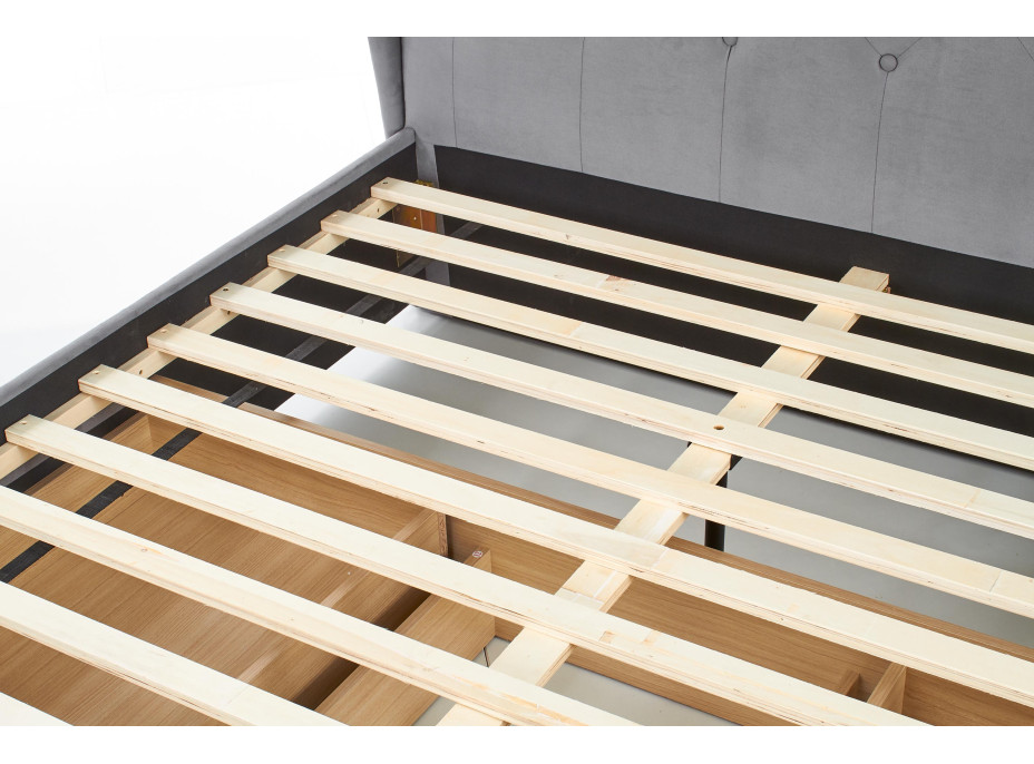 Postel z masivu se šuplíky SABRINA 200x160 cm - čalouněná - zelená