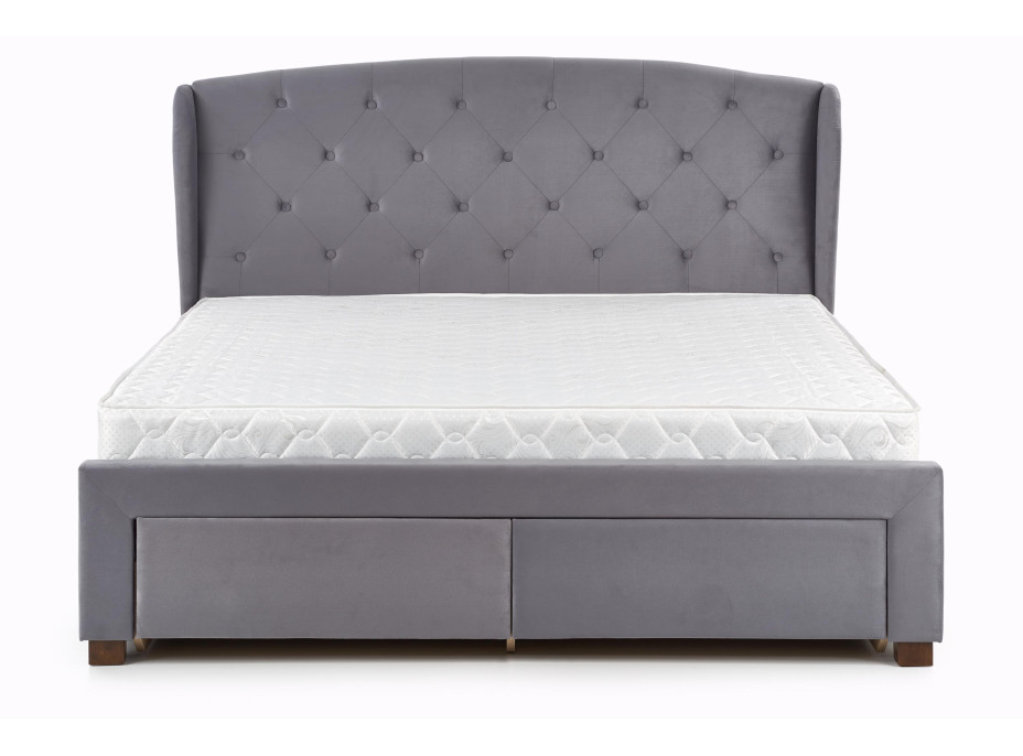 Postel z masivu se šuplíky SABRINA 200x160 cm - čalouněná - zelená