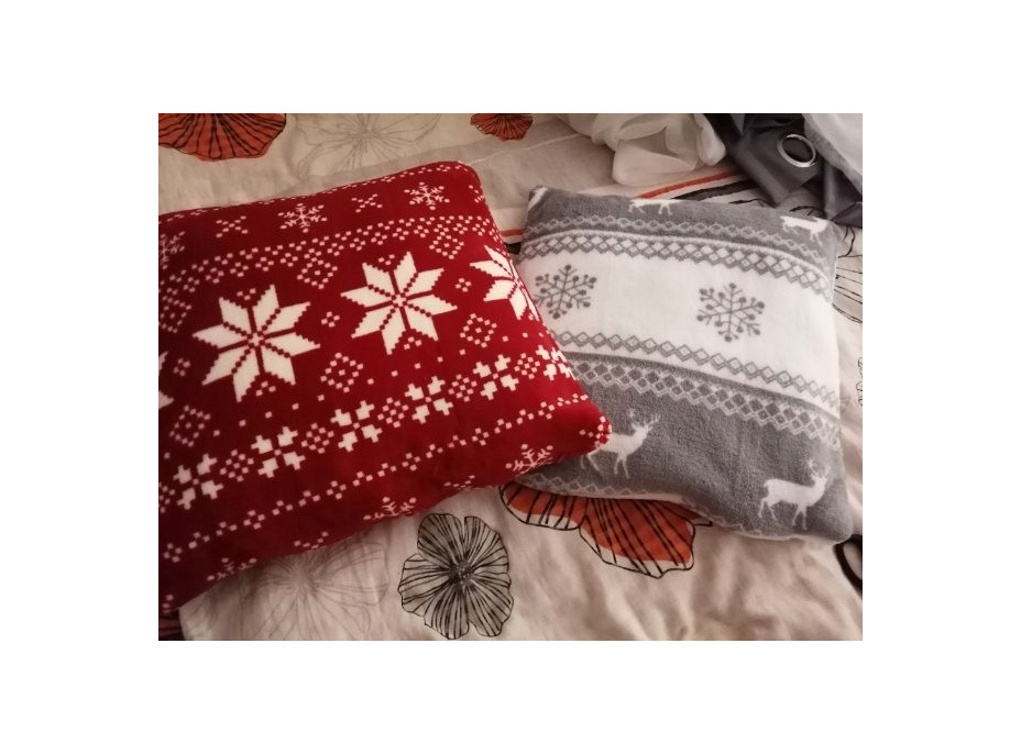 Vánoční polštář NORDIC 40x40 cm - šedý se sobem