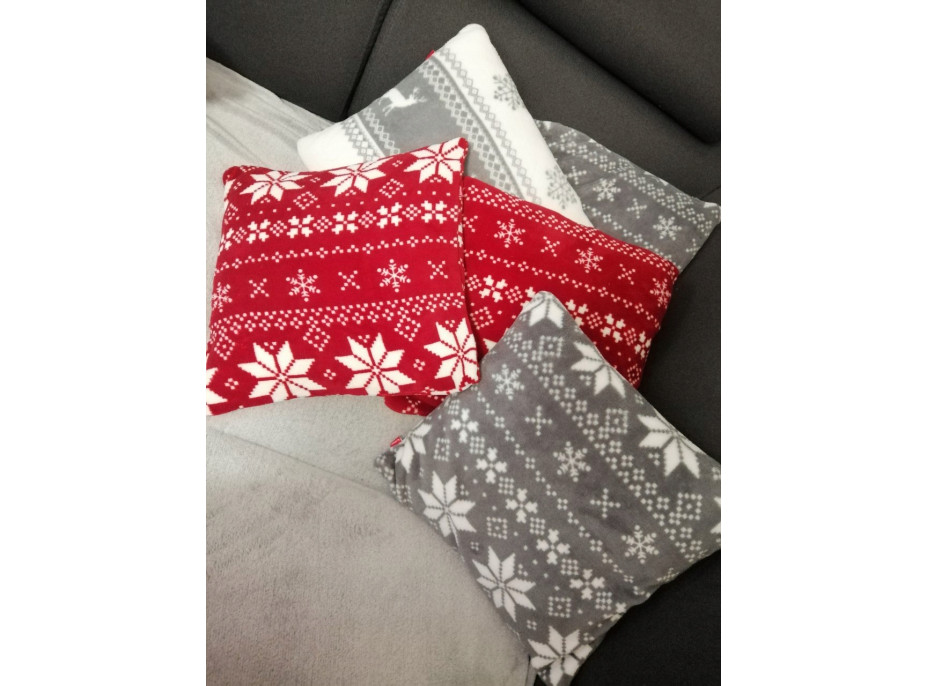 Vánoční polštář NORDIC 40x40 cm - šedý se sobem