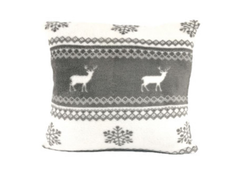 Vánoční polštář NORDIC 40x40 cm - šedý se sobem