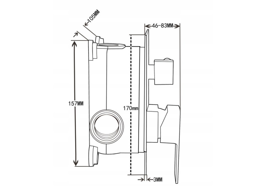 Podomítková baterie MEXEN UNO - černá - 2 výstupy, 71435-70