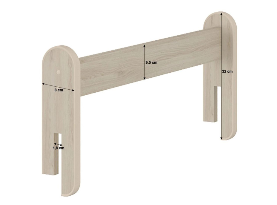 Odnímatelná zábrana k dětské posteli MAX - 1x dlouhá + 1x krátká - světlý dub - 172 cm
