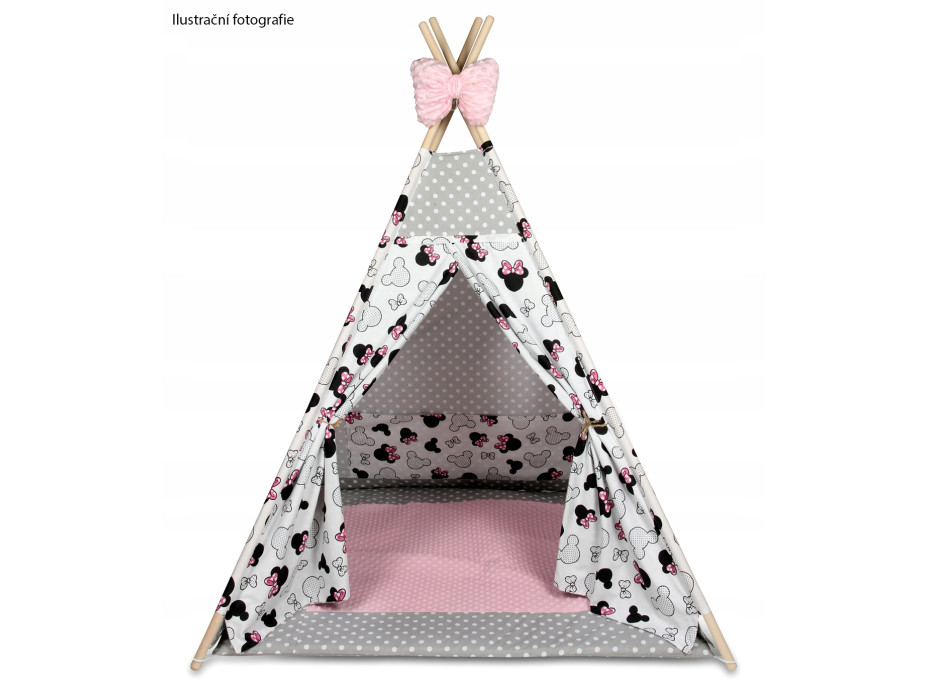 Dětský stan TEEPEE (TÝPÍ) MYŠKA MINNIE s doplňky - šedo/modrý