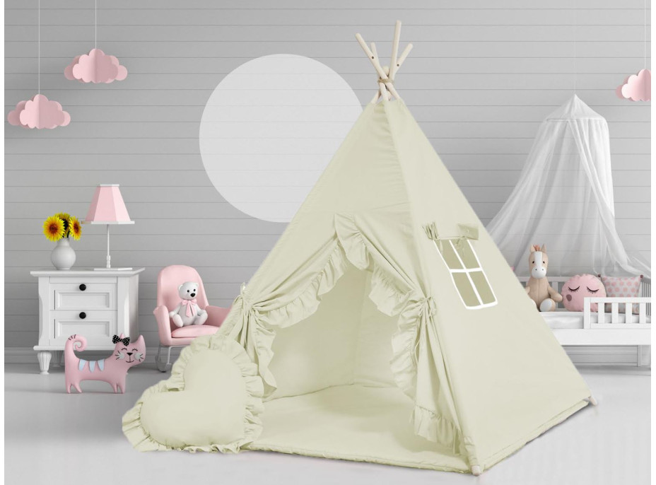 Dětský stan TEEPEE (TÝPÍ) GLAMI ECRU