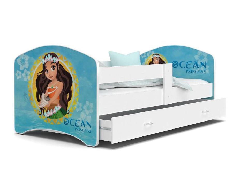Dětská postel LUCY se šuplíkem - 140x80 cm - OCEAN PRINCESS