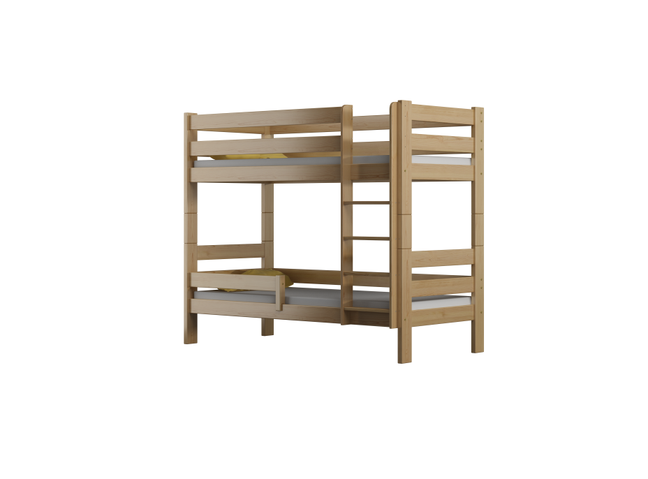 Dětská patrová postel z masivu GABI - 160x80 cm - bílá se zelenými šuplíky + MATRACE