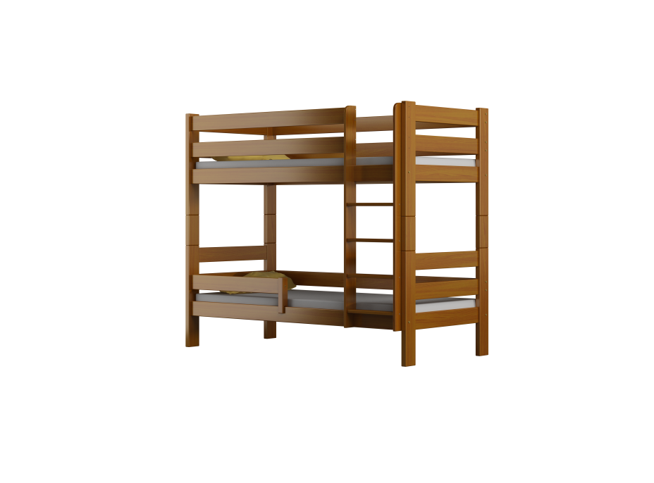 Dětská patrová postel z masivu GABI - 160x80 cm - bílá se zelenými šuplíky + MATRACE