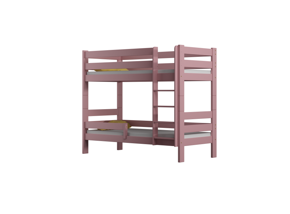 Dětská patrová postel z masivu GABI - 160x80 cm - bílá se zelenými šuplíky + MATRACE