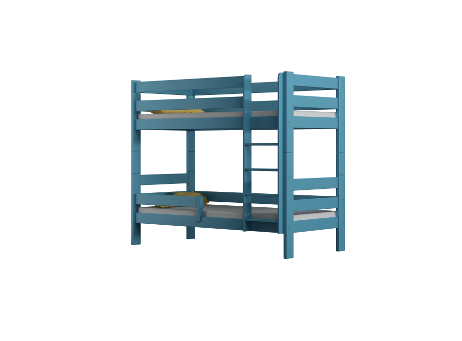 Dětská patrová postel z masivu GABI - 160x80 cm - bílá se zelenými šuplíky + MATRACE