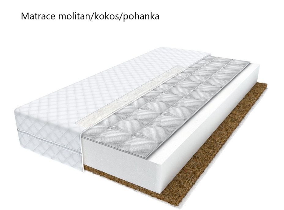 Dětská patrová postel z masivu GABI - 160x80 cm - bílá se zelenými šuplíky + MATRACE