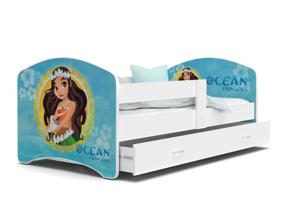 Dětská postel LUCY se šuplíkem - 180x80 cm - OCEAN PRINCESS