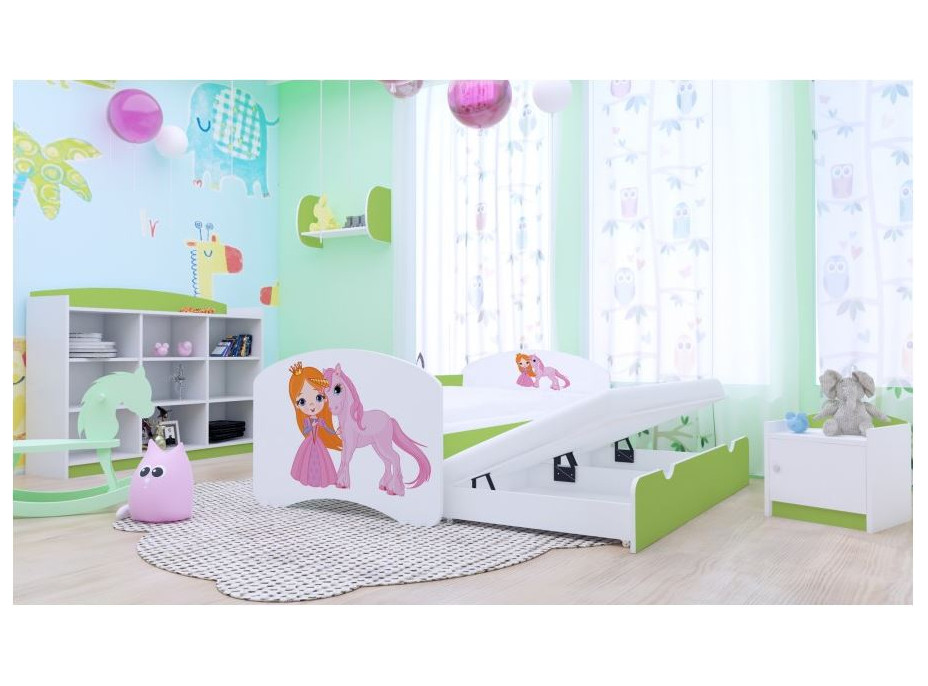 Dětská postel pro DVA (s výsuvným lůžkem) 180x90 cm - PRINCEZNA A JEDNOROŽEC