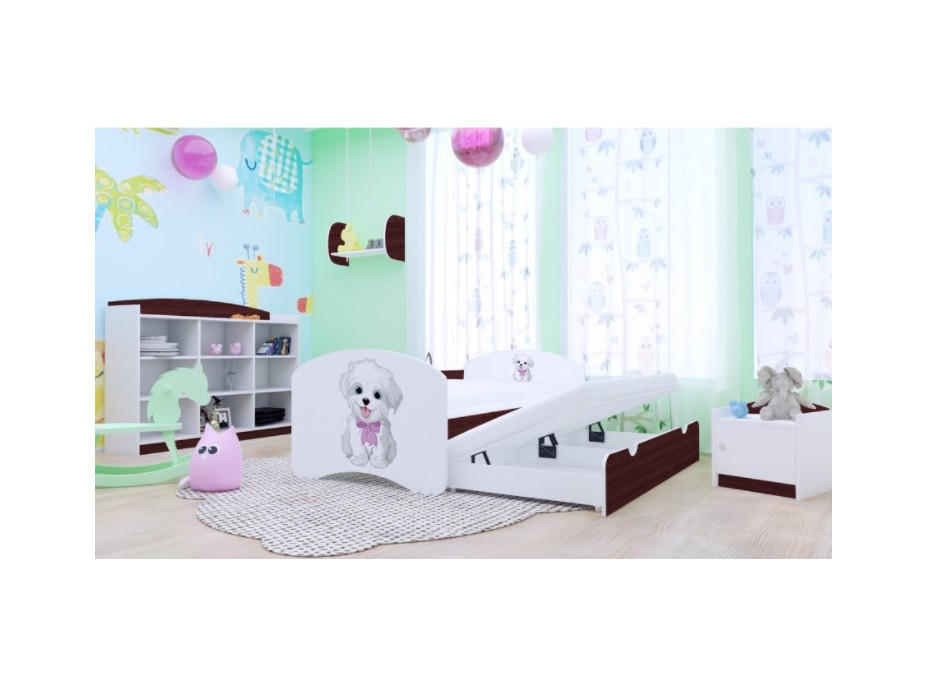 Dětská postel pro DVA (s výsuvným lůžkem) 160x80 cm - VESELÝ PEJSEK
