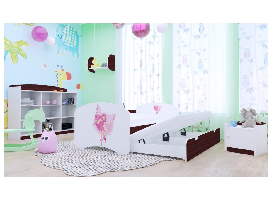 Dětská postel pro DVA (s výsuvným lůžkem) 200x90 cm - VÍLA A SRDÍČKO