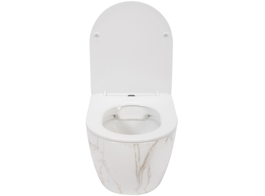 Závěsné WC MAXMAX Rea CARLOS RIMLESS AIAX - světle béžové - imitace kamene + Duroplast sedátko flat