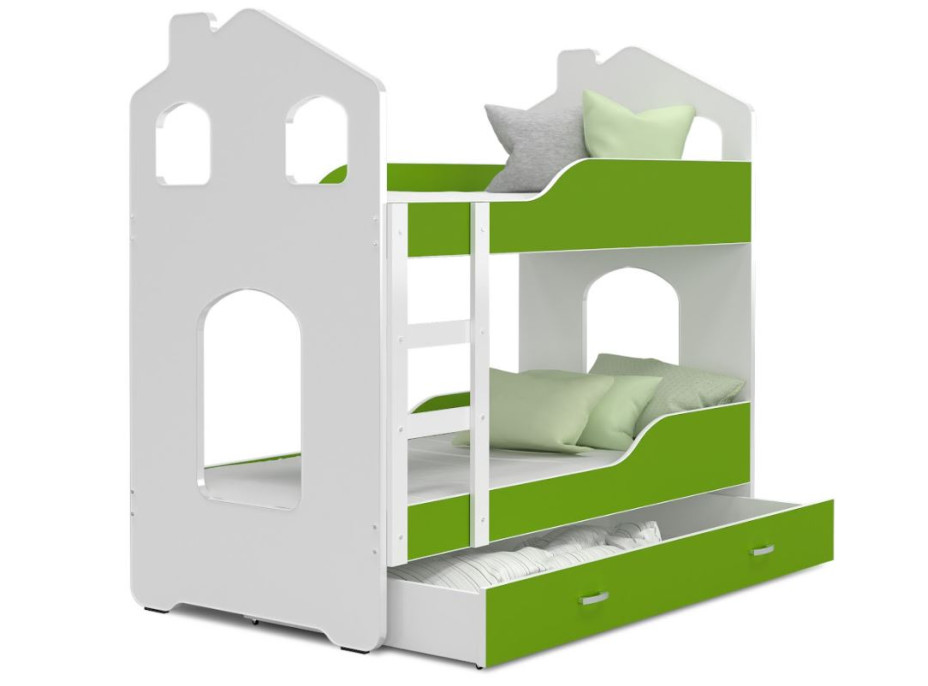 Dětská domečková postel se šuplíkem Dominik ZELENÁ - 190x80 cm