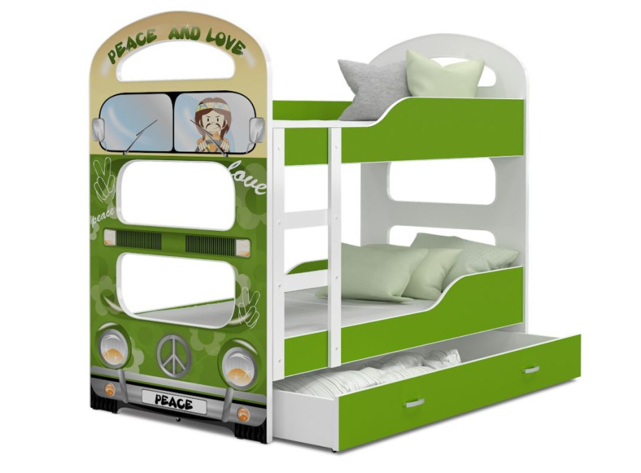 Dětská patrová postel Dominik Q - 160x80 cm - HIPPIES