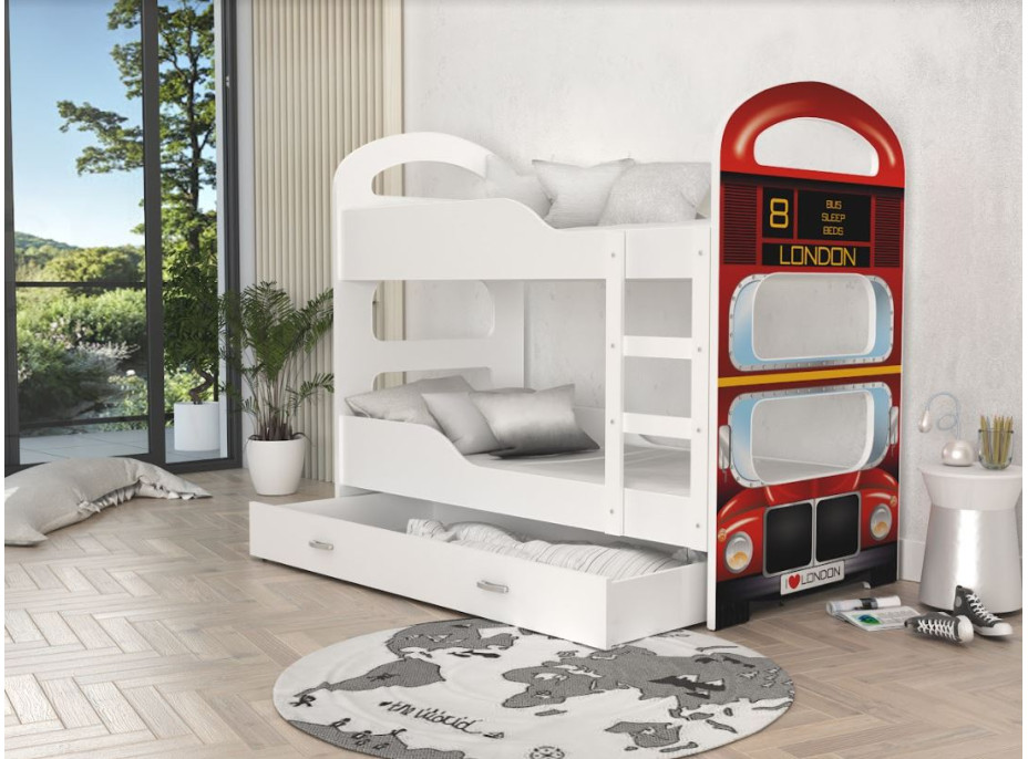 Dětská patrová postel Dominik Q - 160x80 cm - LONDON BUS
