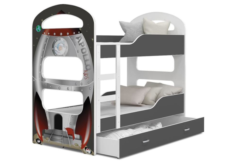 Dětská patrová postel Dominik Q - 160x80 cm - RAKETA