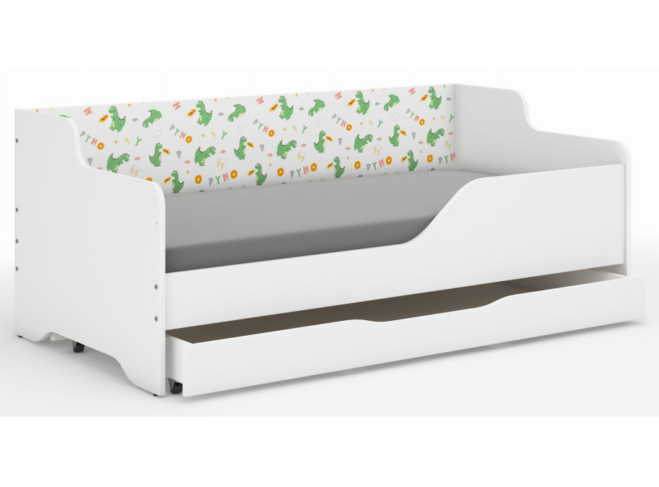 Dětská postel LOLA - DINO 160x80 cm - grafika na bočnici