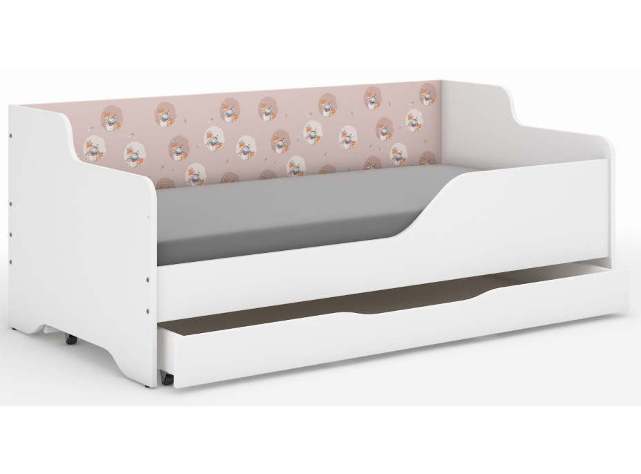 Dětská postel LOLA - MEDVÍDEK A LIŠÁK 160x80 cm - grafika na bočnici