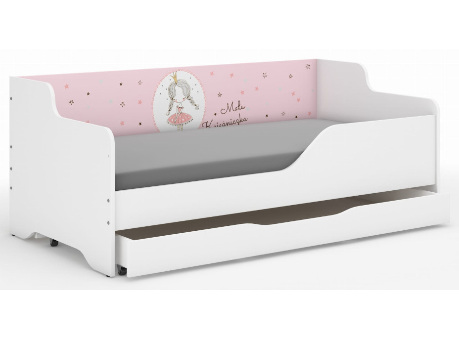 Dětská postel LOLA - PRINCEZNA 160x80 cm - grafika na bočnici