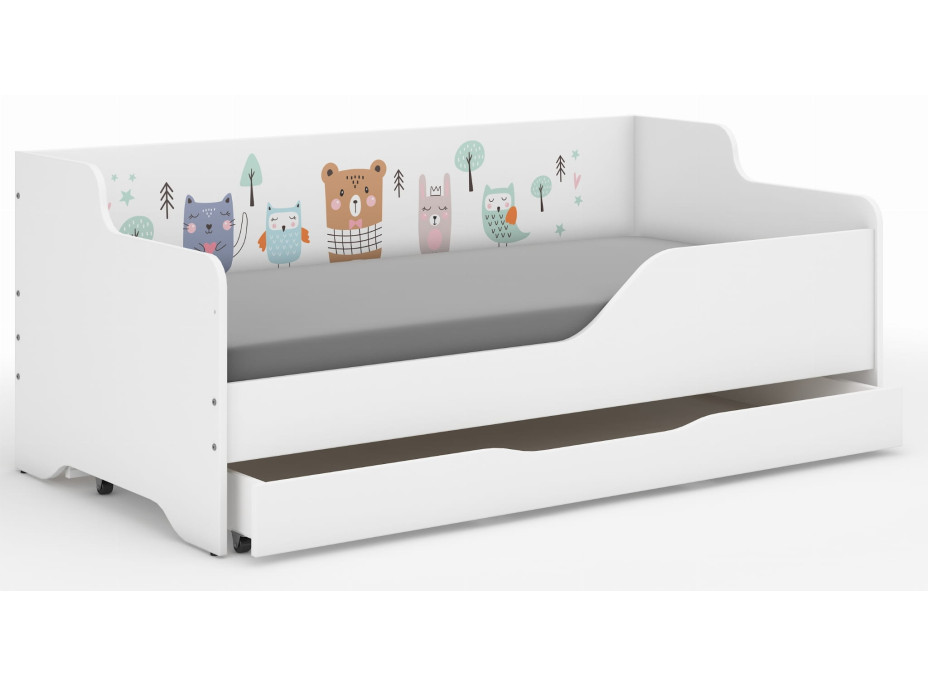 Dětská postel LOLA - SPÍCÍ LES 160x80 cm - grafika na bočnici