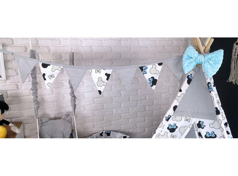 Dětský stan TEEPEE (TÝPÍ) EXCLUSIVE s doplňky - MYŠKA MINNIE - modrý